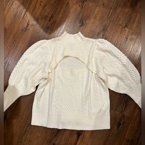 H. Halston peekaboo open chest sweater. Winter white NWOT. Size XXL